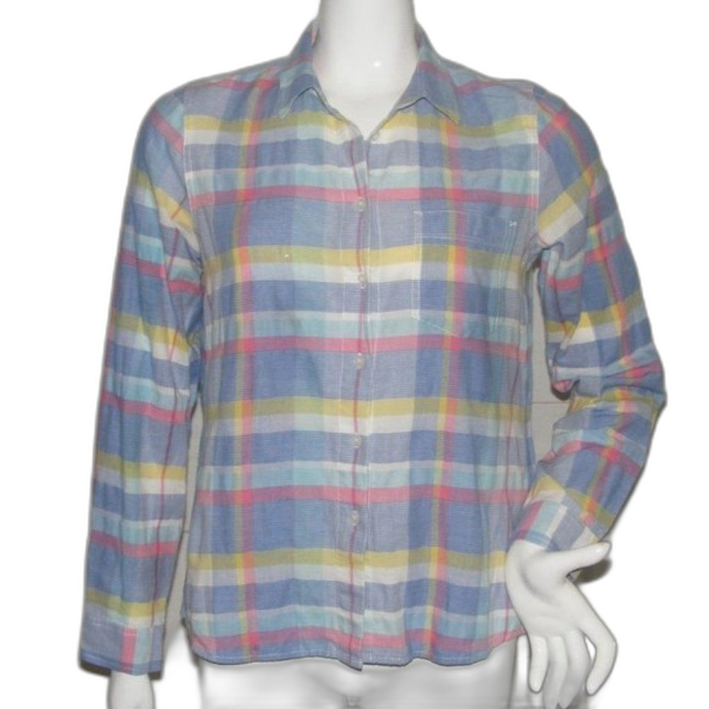 Madewell Shirt, M, Blue Plaid, Boyfriend, Long sleeves, Cotton